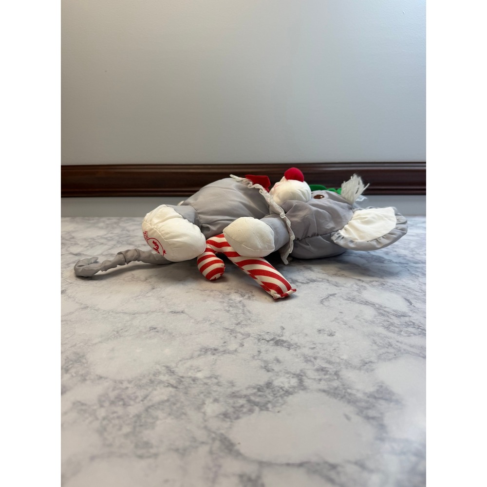 Vintage 1987 Fisher Price Christmas Mouse Plush Candy Cane 8016 Gray Red White - Picture 8 of 14